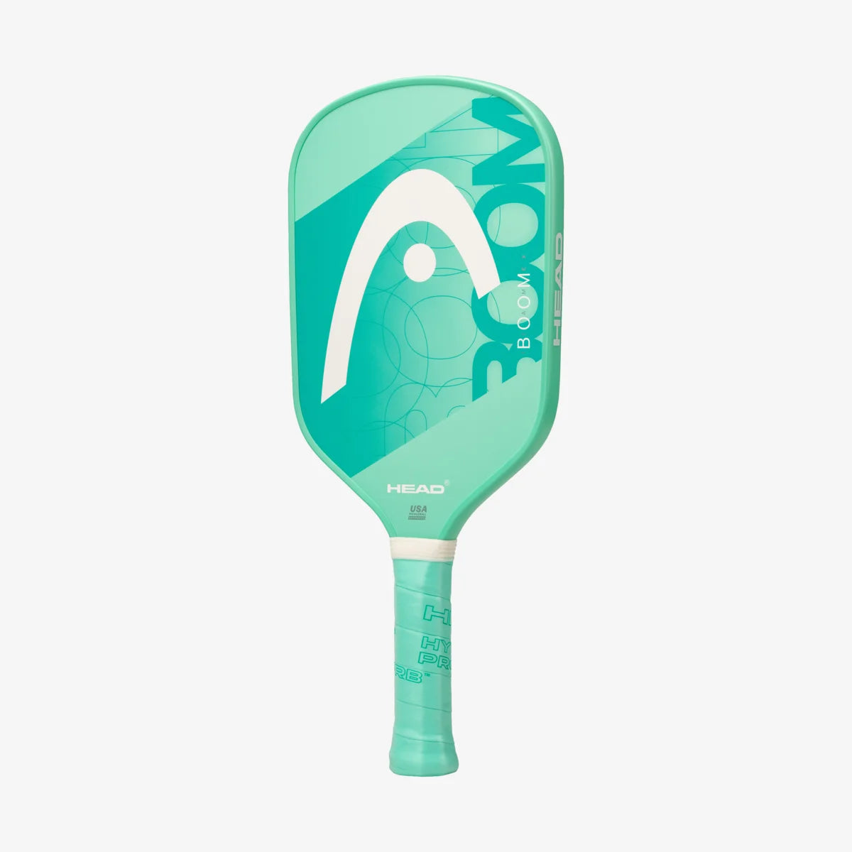 Aqua-colored pickleball paddle with a unique design, shown against a white background.