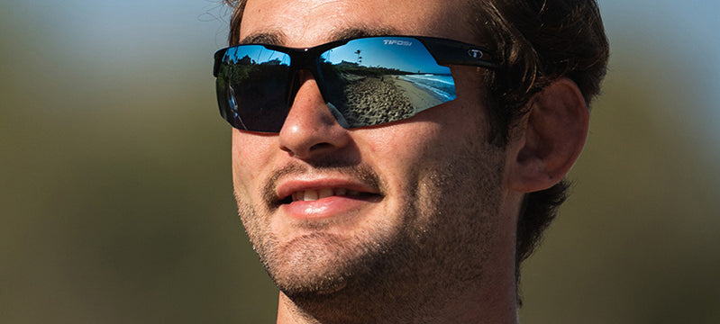 Tifosi Centus, Gloss Black Frame - Smoke Bright Blue Mirror