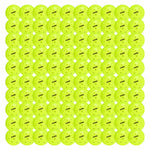 Bright yellow pickleballs arranged in a 10x10 grid.