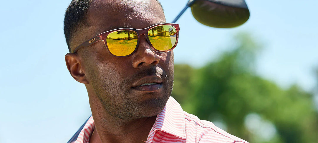 Tifosi Swank, Woodgrain Frame - Smoke Tint with Yellow Mirror