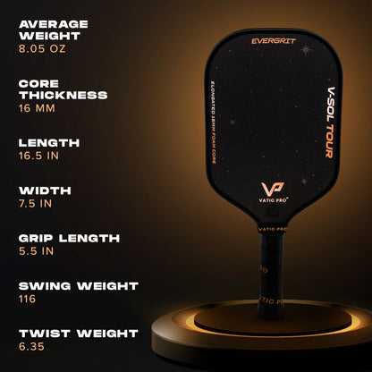 Vatic PRO V-Sol Tour Elongated with Evergrit - (LH) Long Handle - 16mm Paddle