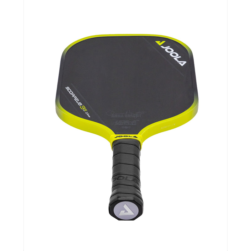 Pickleball paddle with black and yellow accents, 14mm core.
