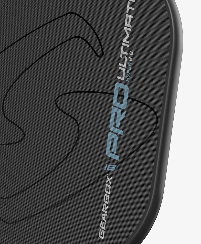 Close-up of a dark gray paddle with subtle texture and Hyper 8.0 branding.
