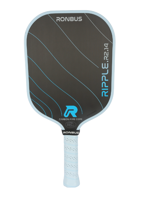 Ronbus Ripple R2 Pickleball Paddle, 14mm, light blue with black carbon fiber core
