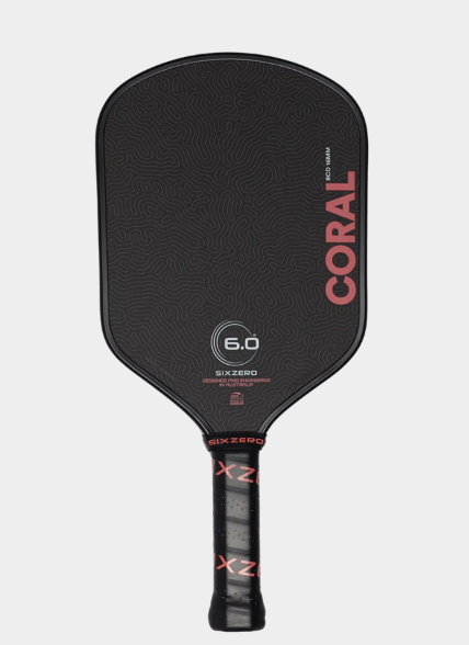 Six Zero Coral - Black Edge Guard / Pink Letters -  Hybrid Paddle - Diamond Tough Surface