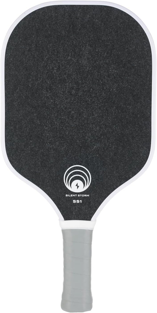 Owl Silent Storm SS1 Pickleball Paddle: Black graphite face, gray grip.
