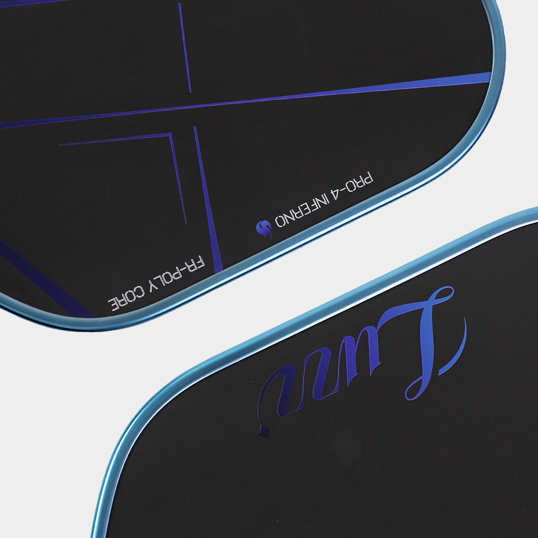 Luzz Pickleball Pro 4 Blue Blaze Inferno Paddle _ Metallic Edgeguard