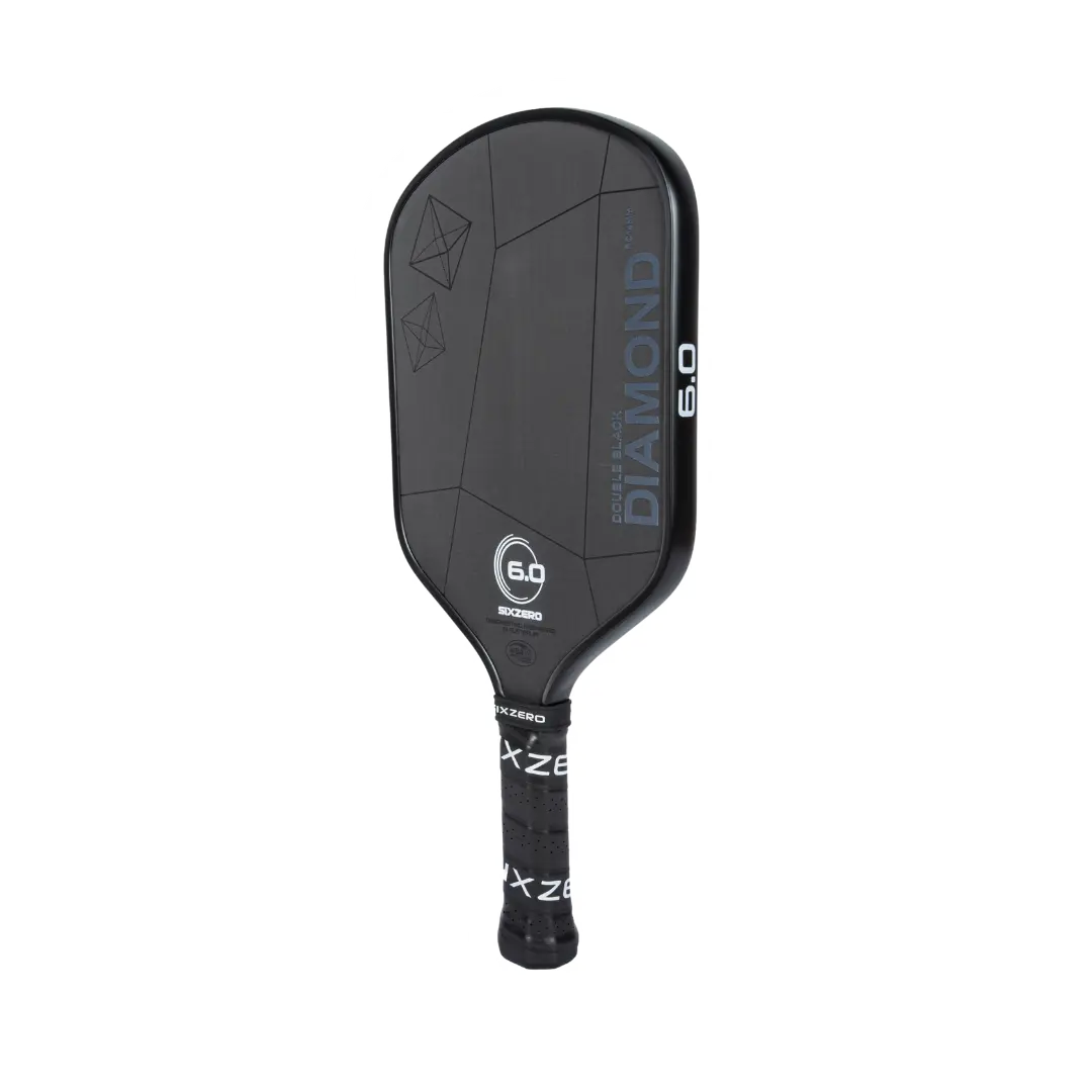 Black pickleball paddle with textured grip, 16mm core.
