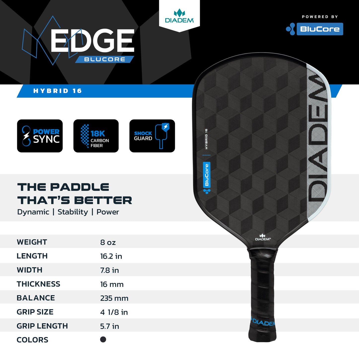 Diadem Edge BluCore - Hybrid 16mm Paddle