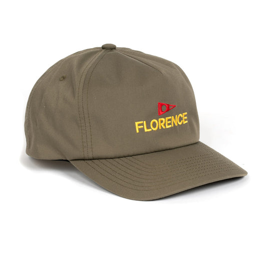 Olive green Florence Logo twill hat with embroidered logo
