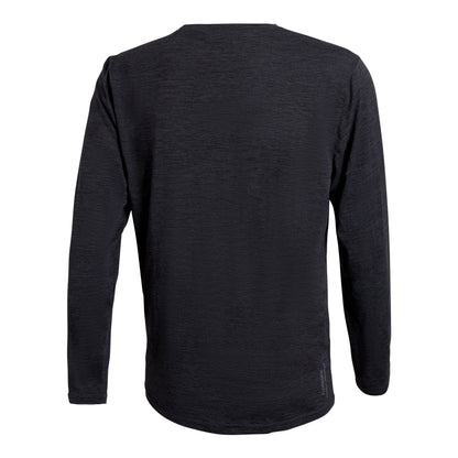 Dark gray long-sleeve shirt, back view, on white background.
