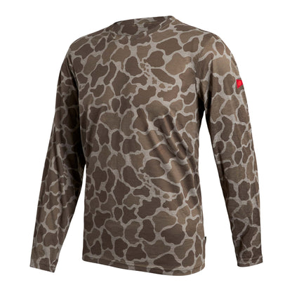 Florence Airtex long-sleeve shirt in brown camouflage print.
