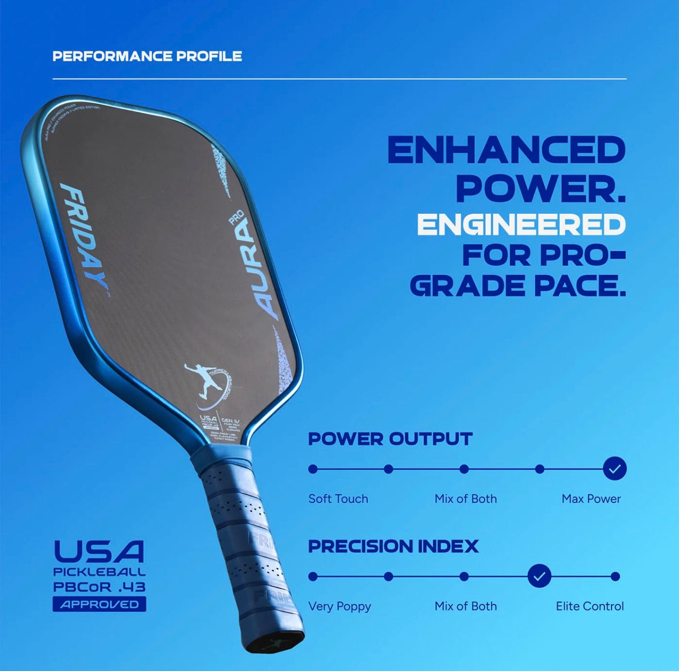Friday Aura PRO Elongated (Special Edition Metallic Cobalt Blue) Power Paddle (Copy)