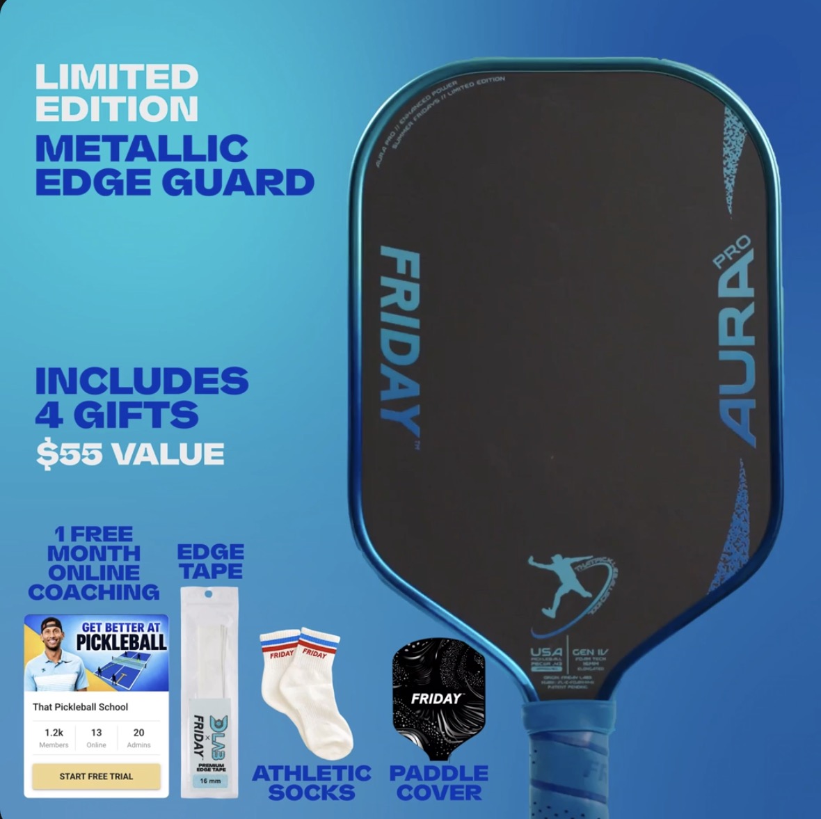 Friday Aura PRO Elongated (Special Edition Metallic Cobalt Blue) Power Paddle (Copy)