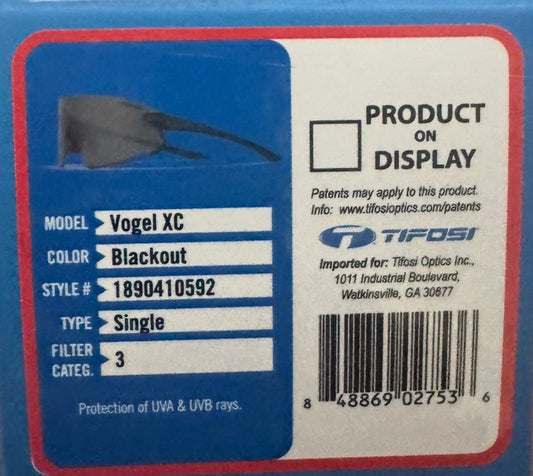 Tifosi Vogel XC, Blackout Smoke No Mirror
