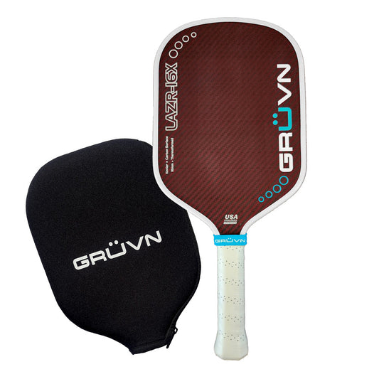 GRÜVN LAZR-16X Pickleball Paddle, Red Blend, Elongated, with protective case
