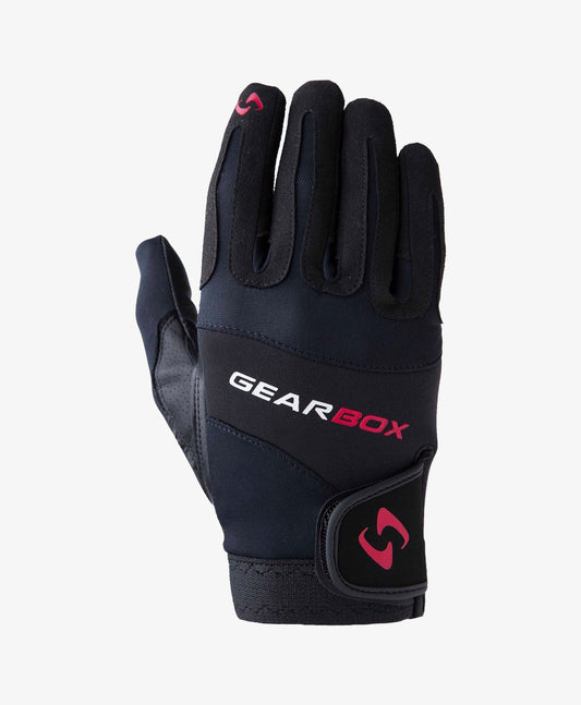 Gearbox Movement Glove: Black cycling glove with enhanced grip and breathability.
