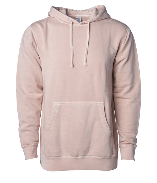 Bobby Riggs Logo Midweight Pigment Hoodie: Beige, soft cotton blend, kangaroo pocket.
