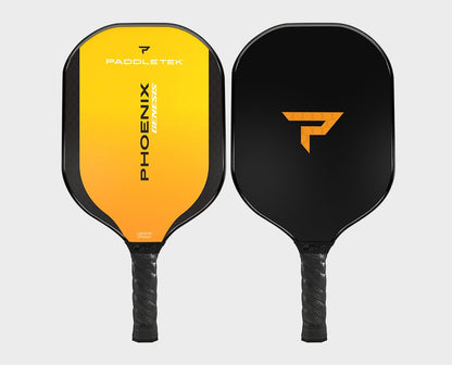 Paddletek Phoenix Genesis pickleball paddle: black and yellow, USAPA approved.
