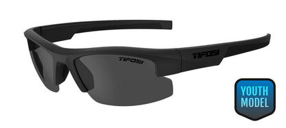 Tifosi ShutOut Youth Model sunglasses, blackout smoke lenses, comfortable fit
