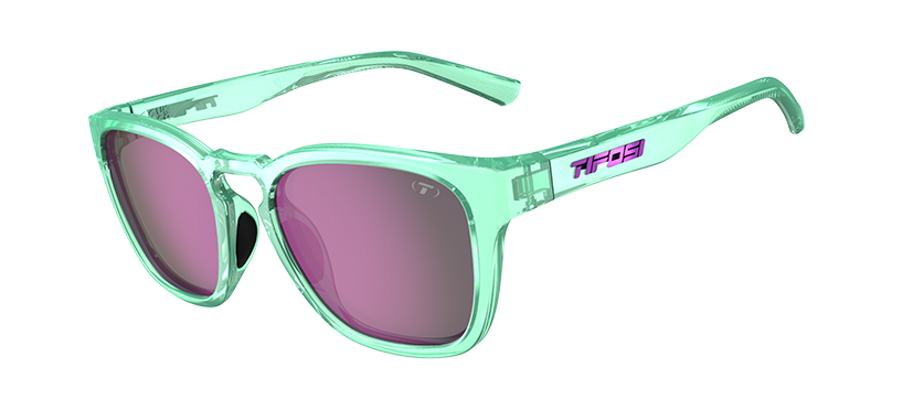 Tifosi Smirk, Aqua Shimmer Frame - Smoke Tint w Rose Pink Mirror