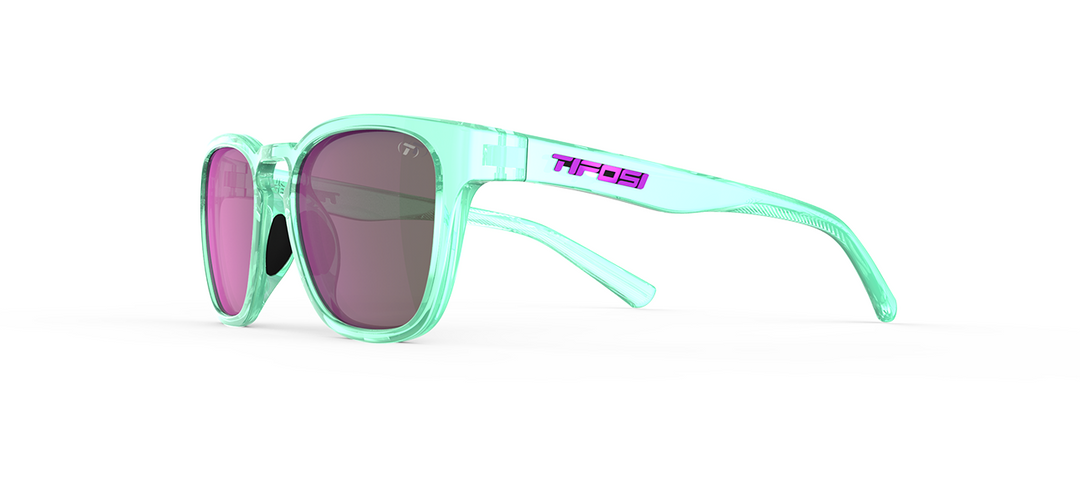 Tifosi Smirk, Aqua Shimmer Frame - Smoke Tint w Rose Pink Mirror