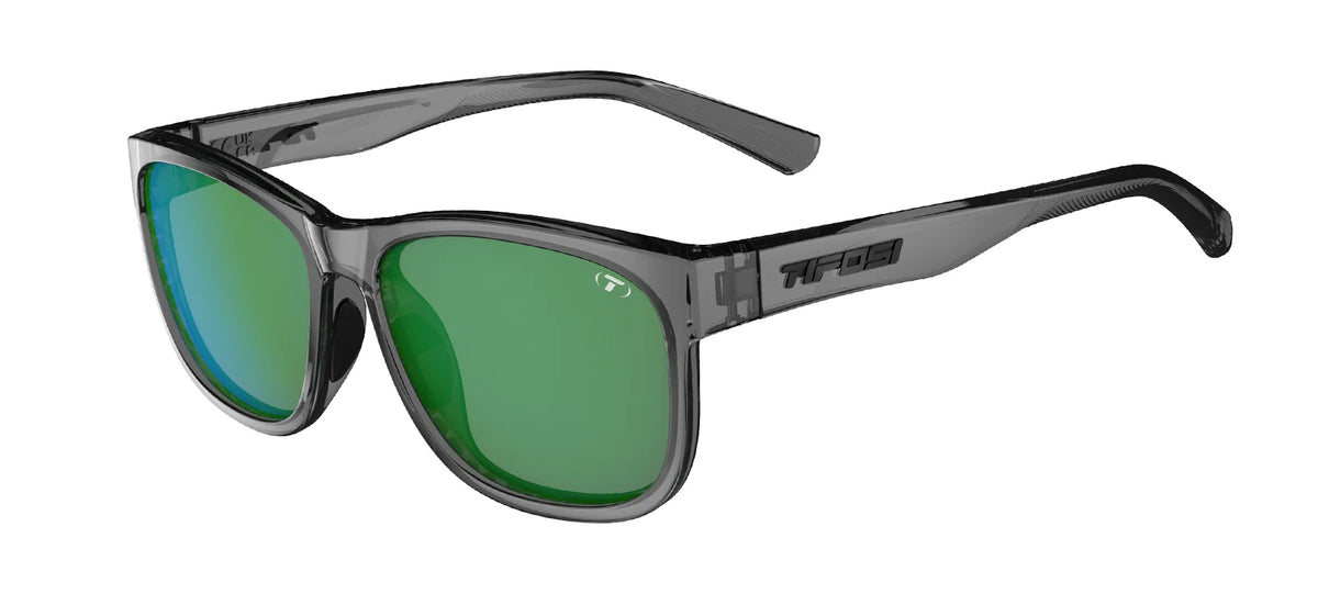 Tifosi Swank XL, Crystal Smoke Frame - Smoke Tint with Green Mirror