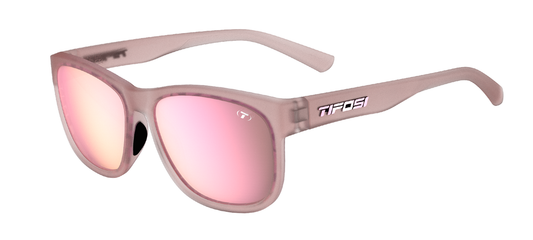 Tifosi Swank XL, Frosted Rose Frame - Smoke Tint with Pink Mirror