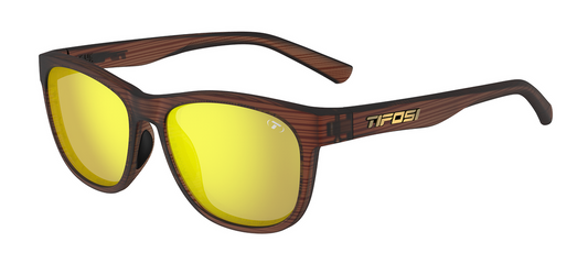 Tifosi Swank, Woodgrain Frame - Smoke Tint with Yellow Mirror