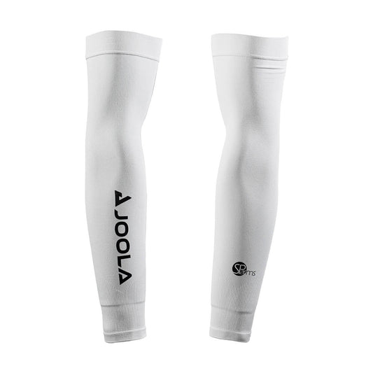 Joola UV Sun Protection Arm Sleeves: White, seamless, for sun protection during outdoor activities.
