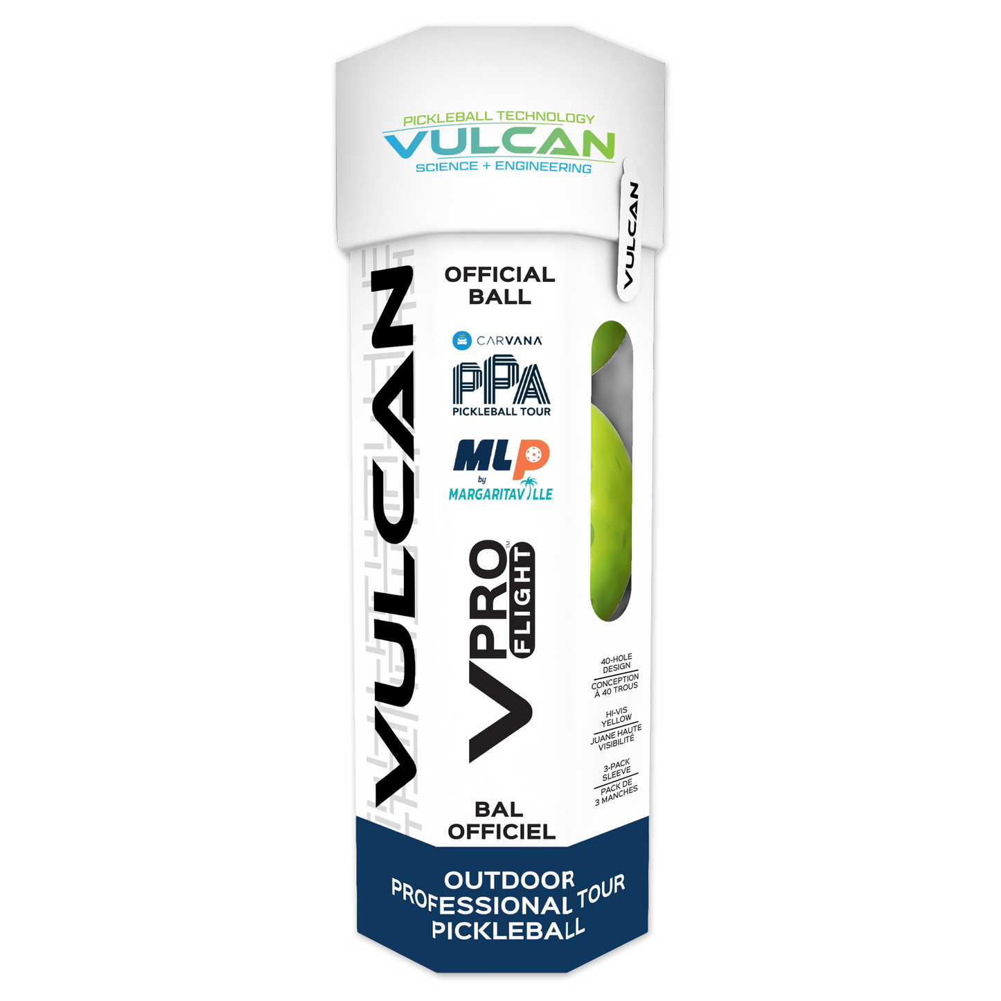 Vulcan VPRO Flight Outdoor Pickleball 3 Pack Sleeve