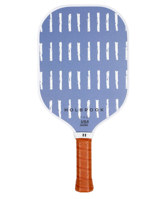 Holbrook Sport Alta Pickleball Paddle: USA Pickleball Approved, blue with white stripe design, perforated grip.
