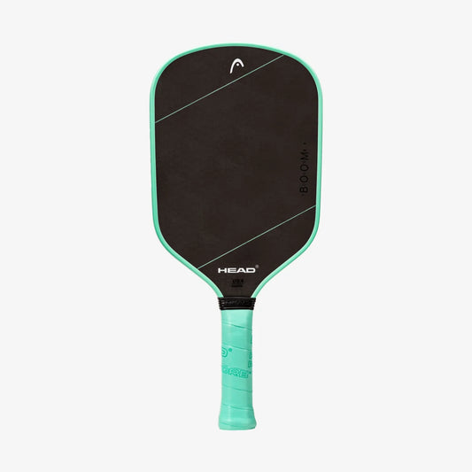 Head Boom Tour EX 2024 Pickleball Paddle; mint green & black graphite face; comfortable grip.
