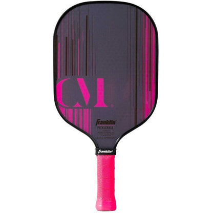 Franklin CM Signature Fiberglass Pickleball Paddle with MaxGrit, pink & gray.
