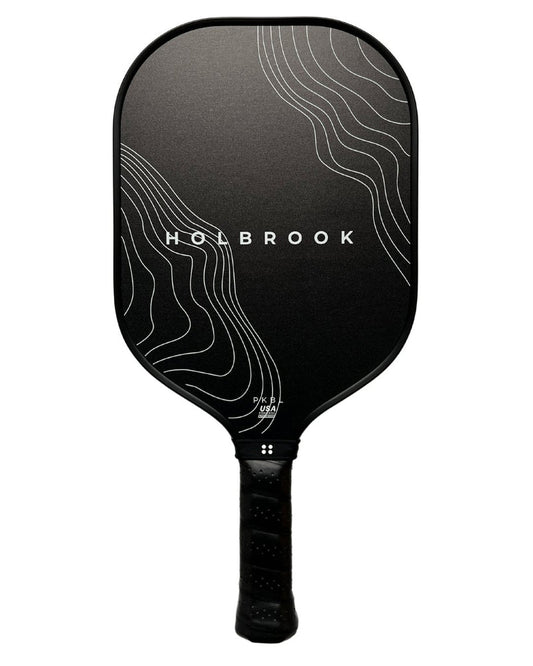 Holbrook Performance-Day N' Night Pickleball Paddle: black graphite face, white contour lines, textured grip.
