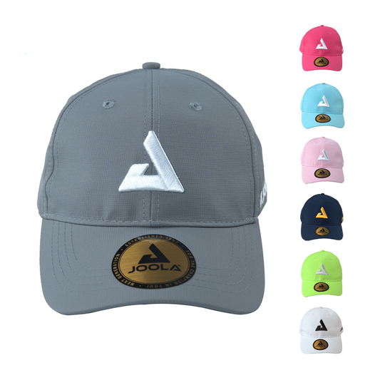 Joola Trinity Hat: Gray, embroidered logo, multiple color options.
