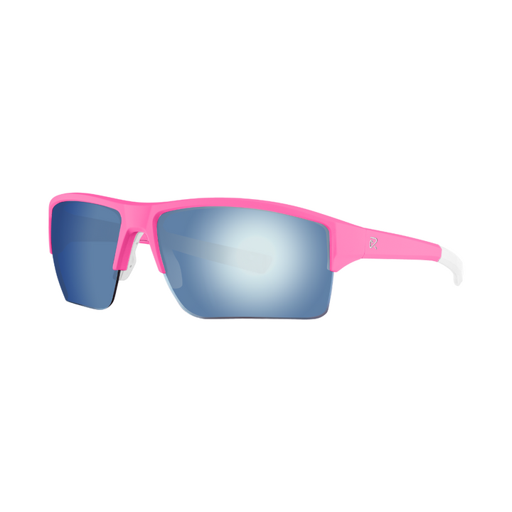 Ria Eyewear Vantage [Court HD+] Fusion Pink sunglasses with blue mirrored lenses
