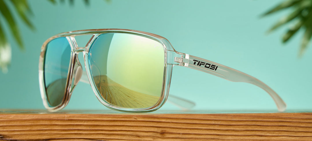 Tifosi Salto, Crystal Clear Frame - Smoke Tint w Yellow Mirror