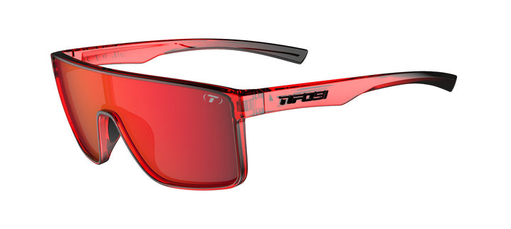 Tifosi Sanctum sunglasses, crystal red fade smoke red mirror lenses, stylish and sporty design.
