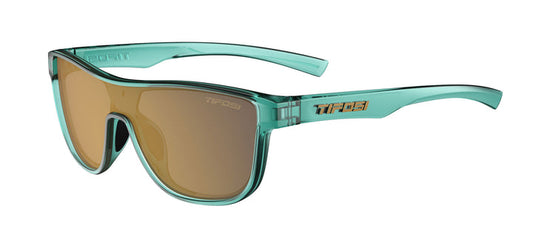 Tifosi Sizzle sunglasses, teal frame with gold mirror lenses.
