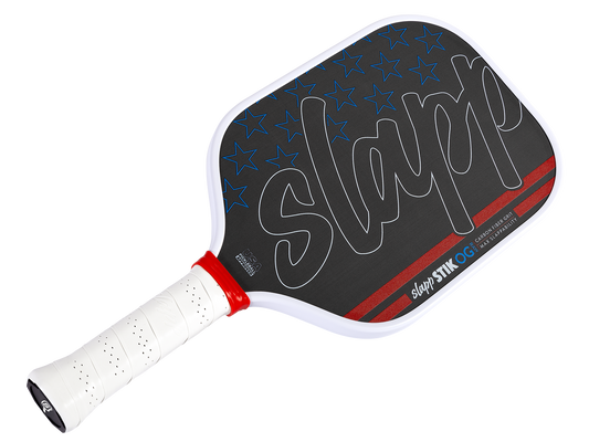 Slapp Life Slapp STIK OG RAW Patriot Pickleball Paddle: Carbon fiber graphite face, max slappability, stars & stripes design.
