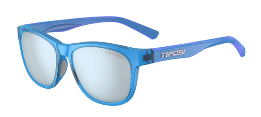 Tifosi Swank sunglasses, crystal sky blue smoke bright blue mirror lenses, lightweight and comfortable.
