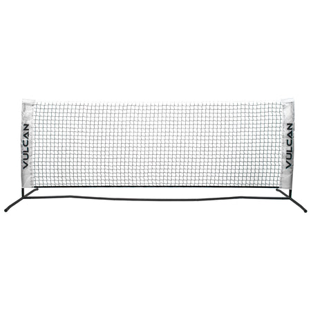 Vulcan 8' Practice Pickleball Net:  White mesh net with black metal frame, ideal for practice sessions.
